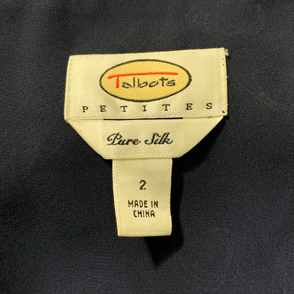 Talbots Pure Silk Size 2P Dress Sleeveless Navy - Picture 5 of 7